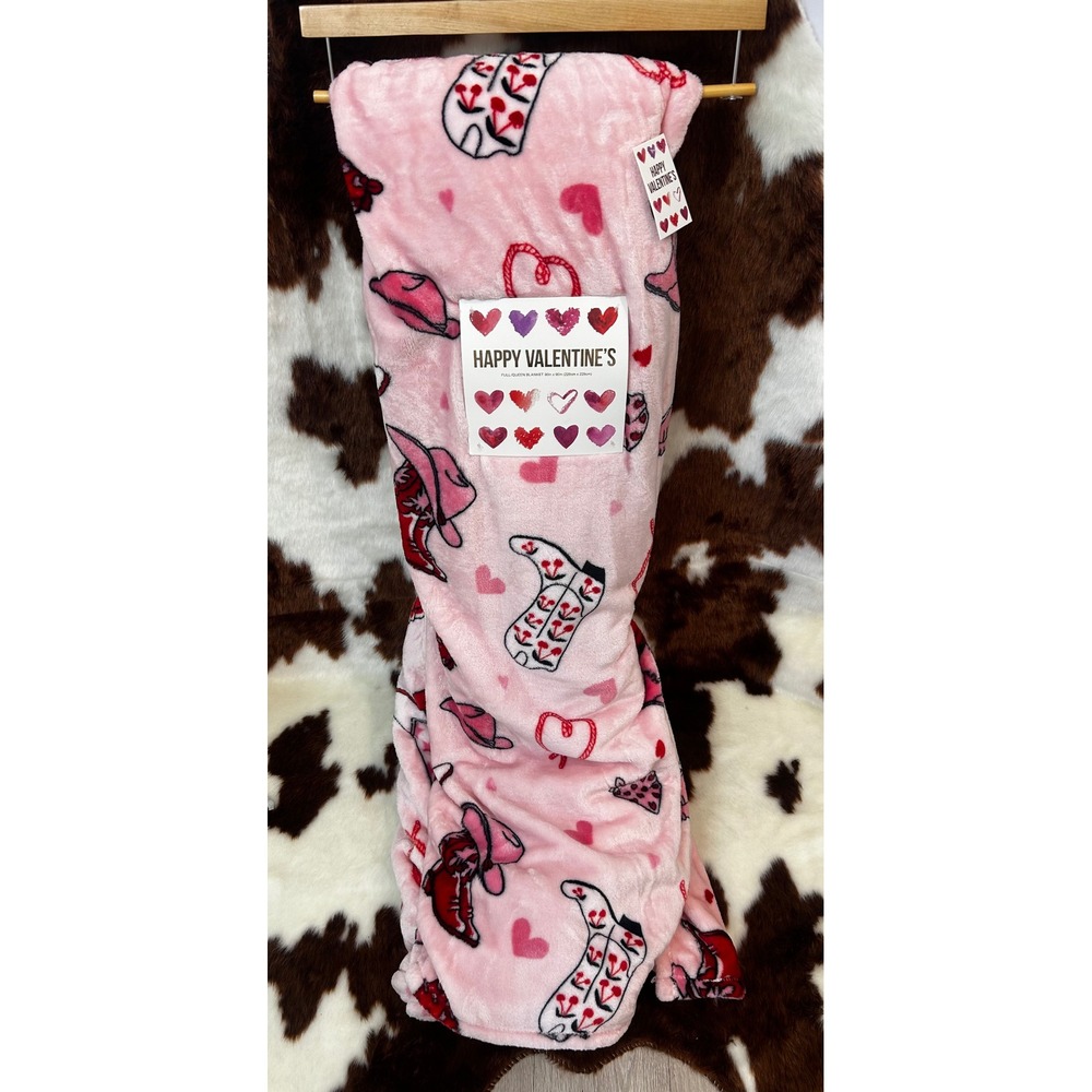 Valentine Pink Cowboy‎ Full/Queen Fleece Blanket